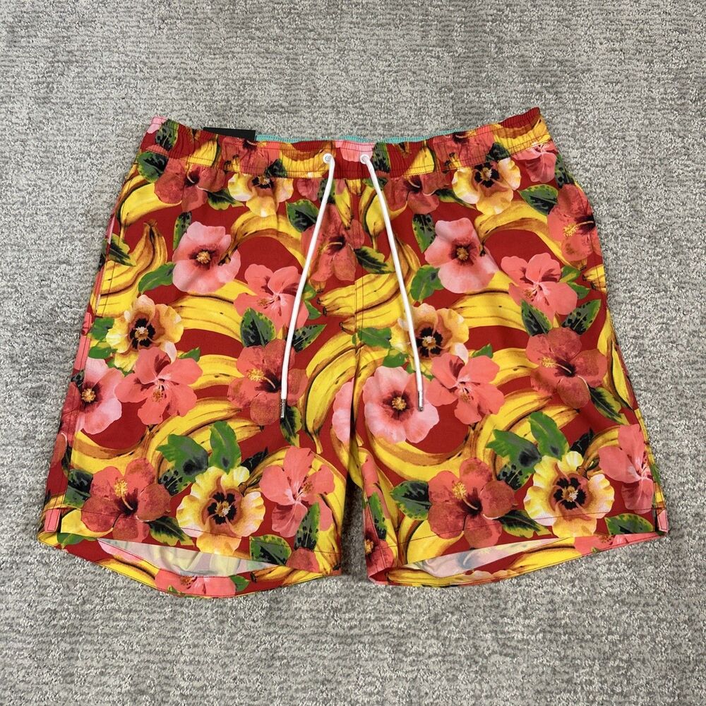 Bonobos Swim Trunks Shorts Mens Medium Floral Bananas Resort Vacation Mesh New